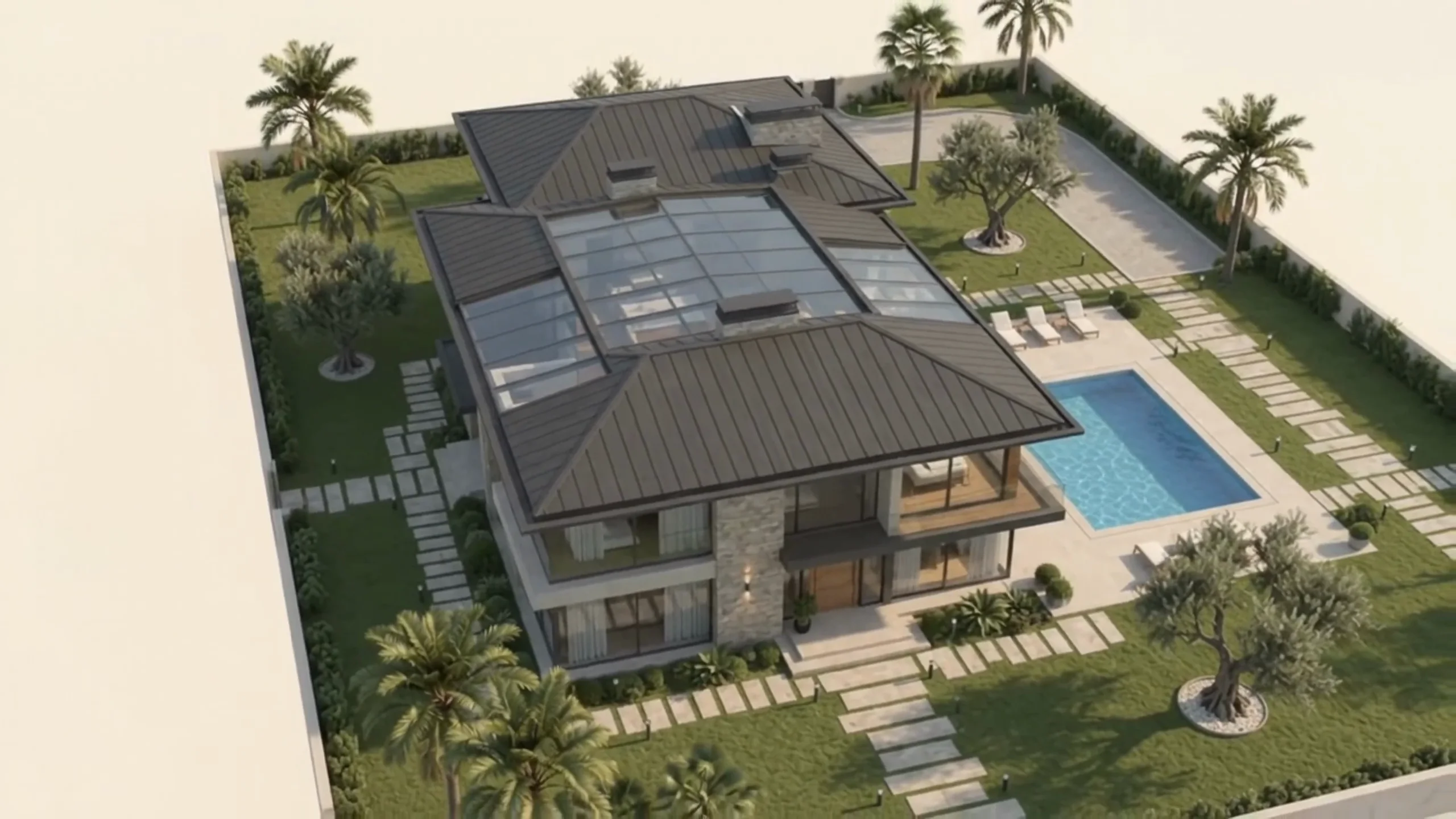 Aerial view of the finished KADM demo villa